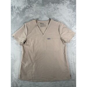 Figs Scrub Top Womens Medium Tan Catarina One Pocket Short Sleeve Health Care